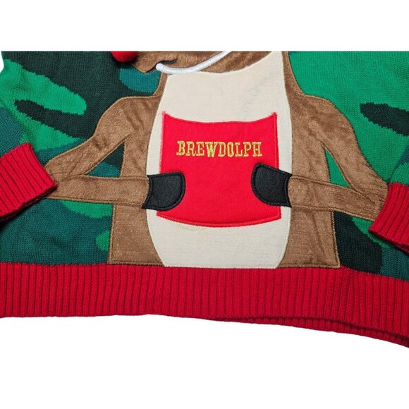Brewdolph Ugly Christmas Sweater 99 Jane Street Men's M Santa's Drinking Squad - Picture 4 of 9